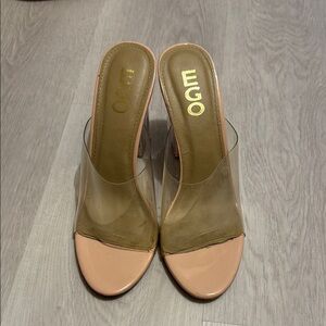 EGO Tan Heels with Transparent Strap and Modern Design